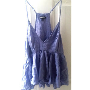Express Womens Babydoll Tank Top Sz S Y2K Coquette Fairy Side-Zip Boho Hippie